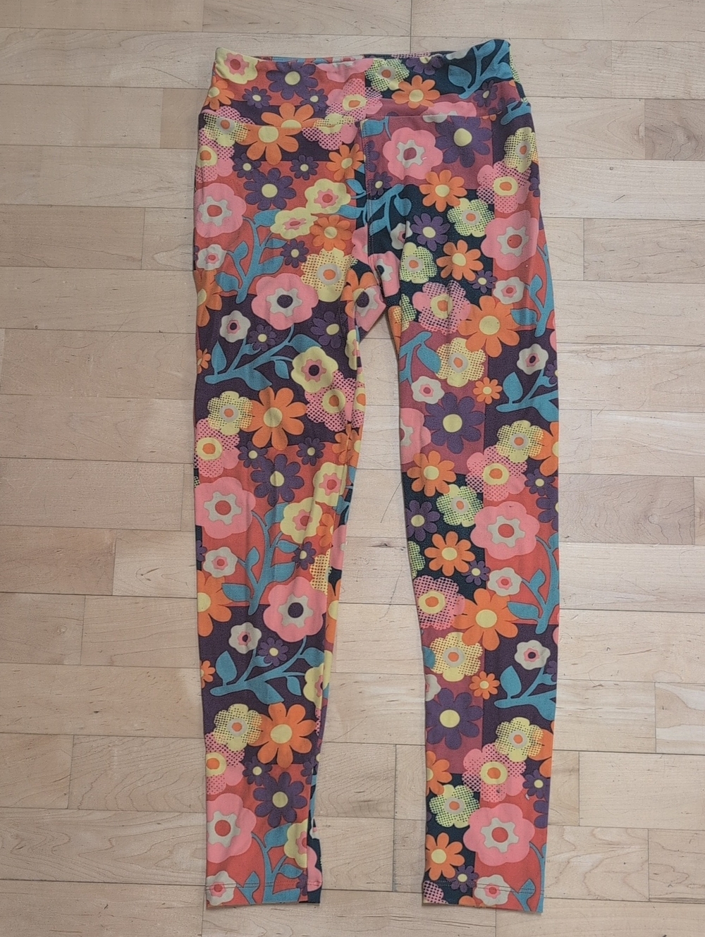 Lularoe Floral Leggings Multicolor & Purple OS
